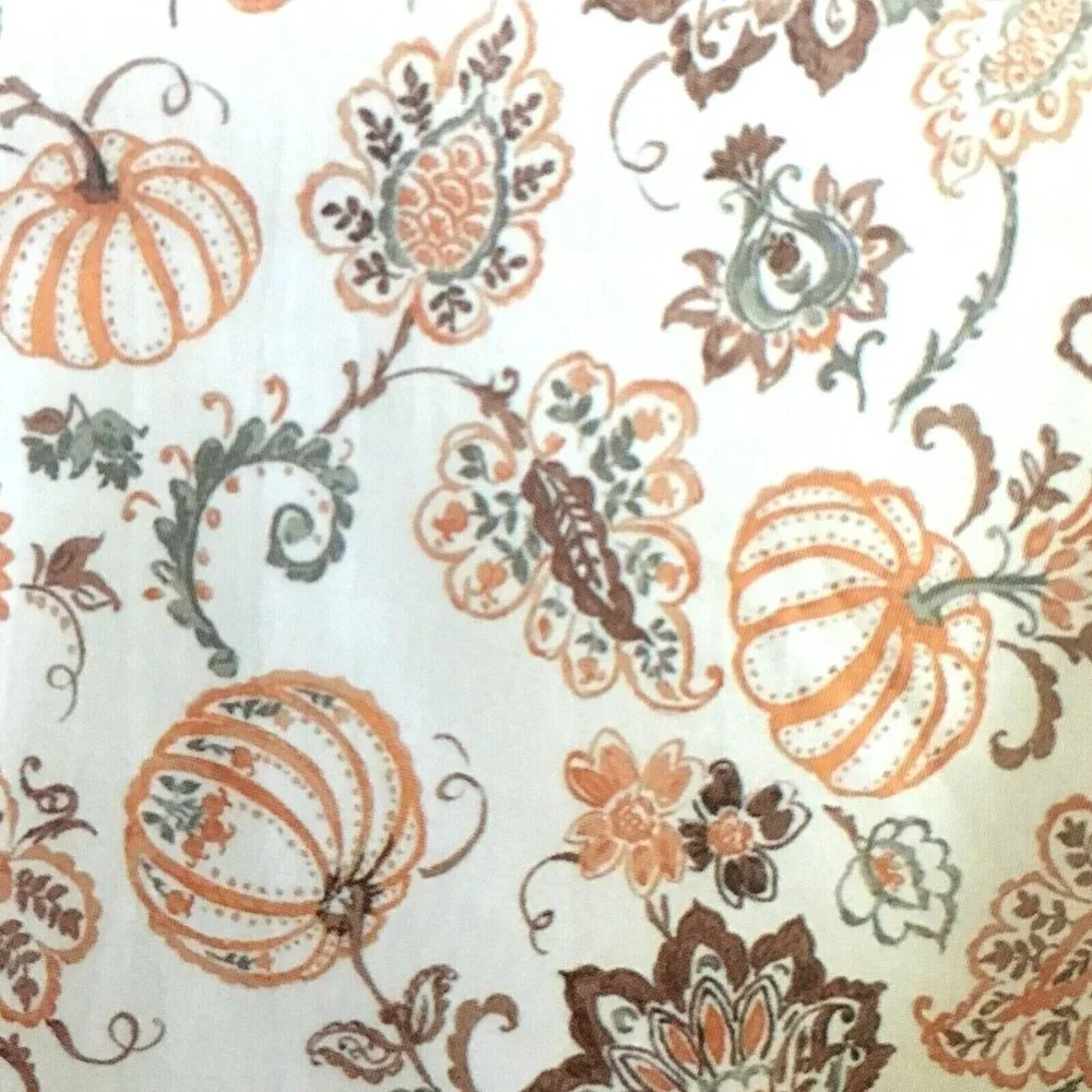 Envogue Tablecloth Pumpkin Jacobean 70 R Cotton Orange Brown Fall Thanksgiving
